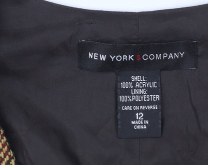 New York & Company Women's Brown Tweed Waistcoat Size 12 Classic Fit