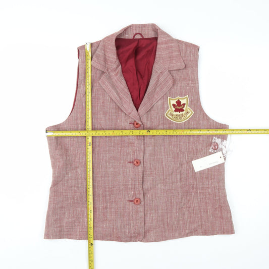 Yun-Ker Women's Red Linen Blend Olympic Suit Waistcoat Size 18