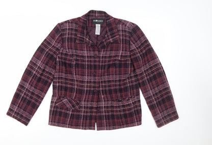 Sag Harbor Petite Purple Plaid Blazer Size 8P Classic Fit Womens Suit Jacket