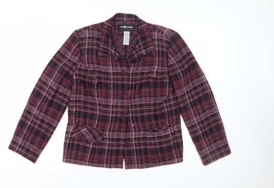 Sag Harbor Petite Purple Plaid Blazer Size 8P Classic Fit Womens Suit Jacket