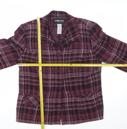 Sag Harbor Petite Purple Plaid Blazer Size 8P Classic Fit Womens Suit Jacket