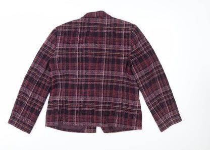 Sag Harbor Petite Purple Plaid Blazer Size 8P Classic Fit Womens Suit Jacket