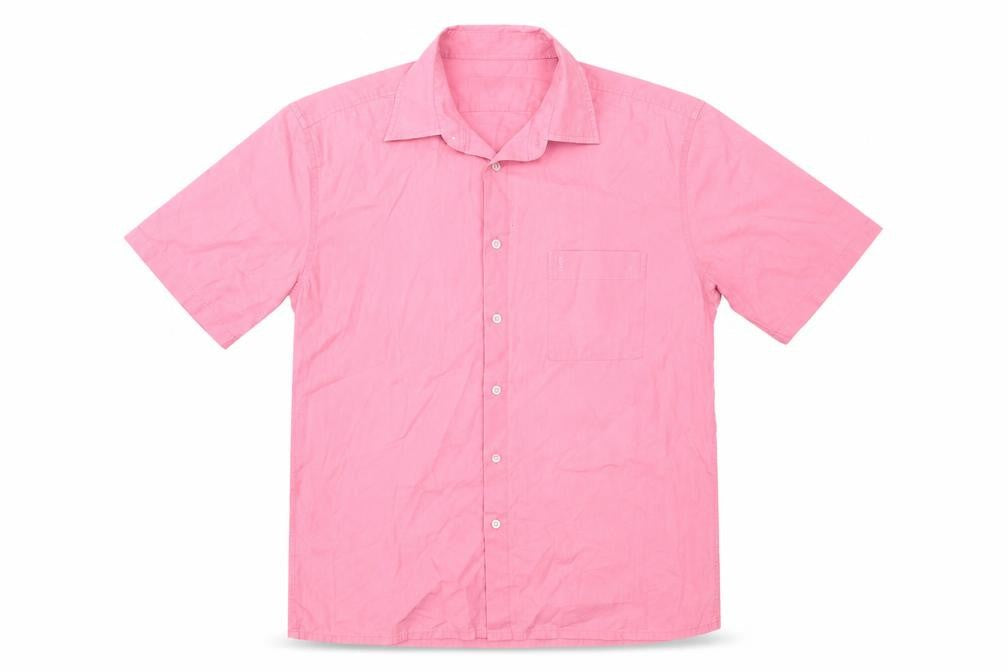Yves Saint Laurent Men Pink L Short Sleeve Button-Up Shirt