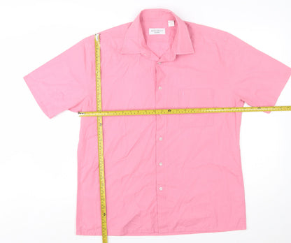 Yves Saint Laurent Men Pink L Short Sleeve Button-Up Shirt