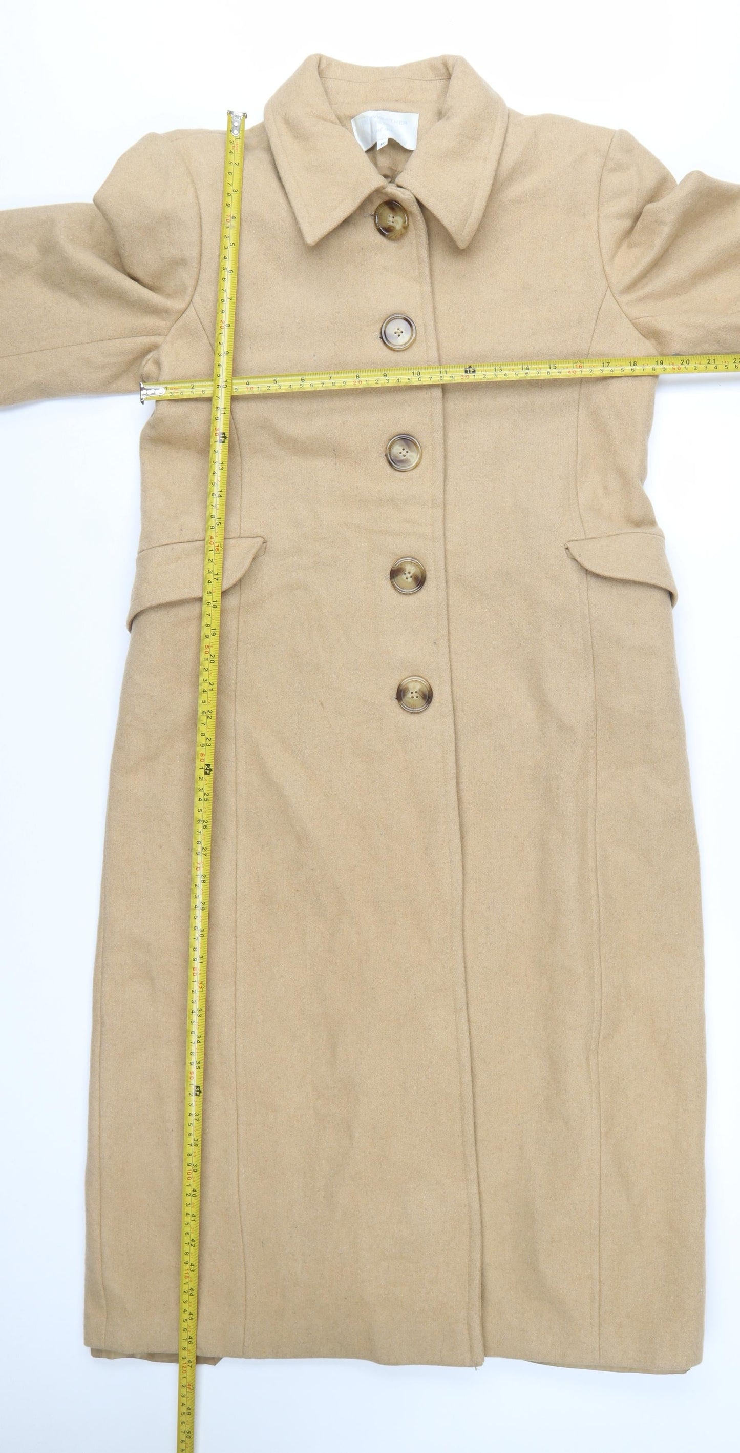 Fairweather Women’s Beige Wool Blend Long Overcoat Size 8 Petite