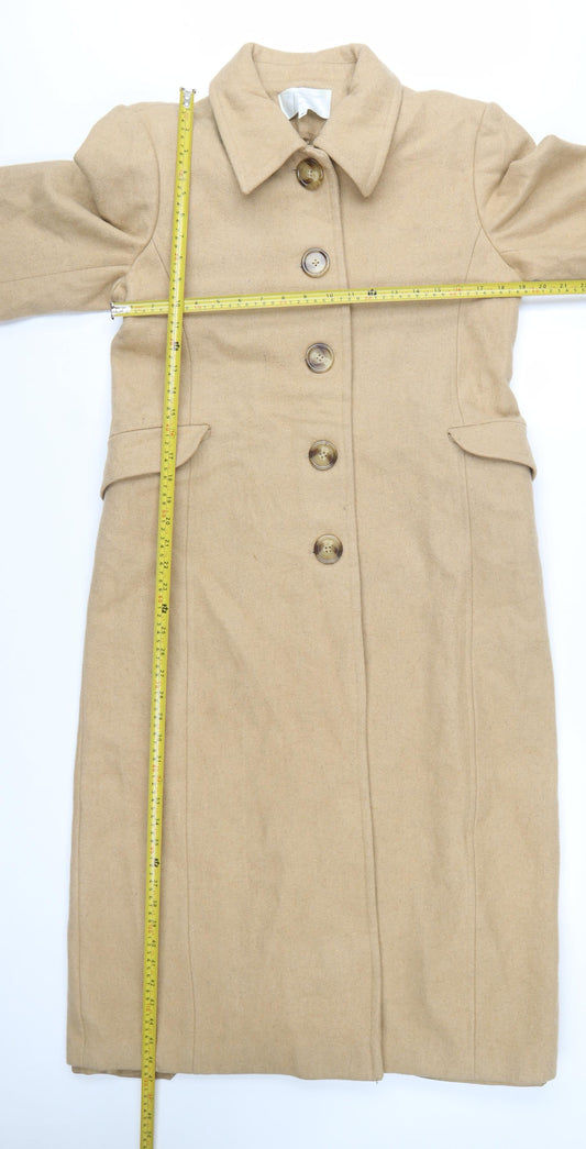 Fairweather Women’s Beige Wool Blend Long Overcoat Size 8 Petite