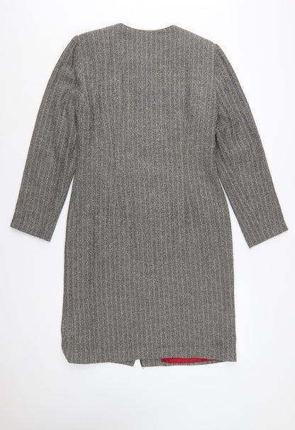 Donna Ricco Womens Grey Herringbone Long Coat Size 12