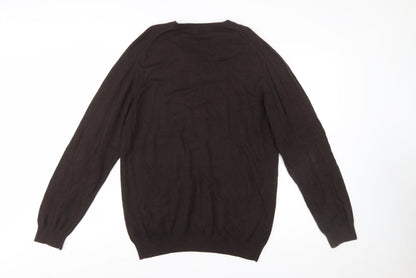 Wolsey Men's Brown Cotton Cashmere V-Neck Jumper Size M