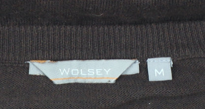 Wolsey Men's Brown Cotton Cashmere V-Neck Jumper Size M