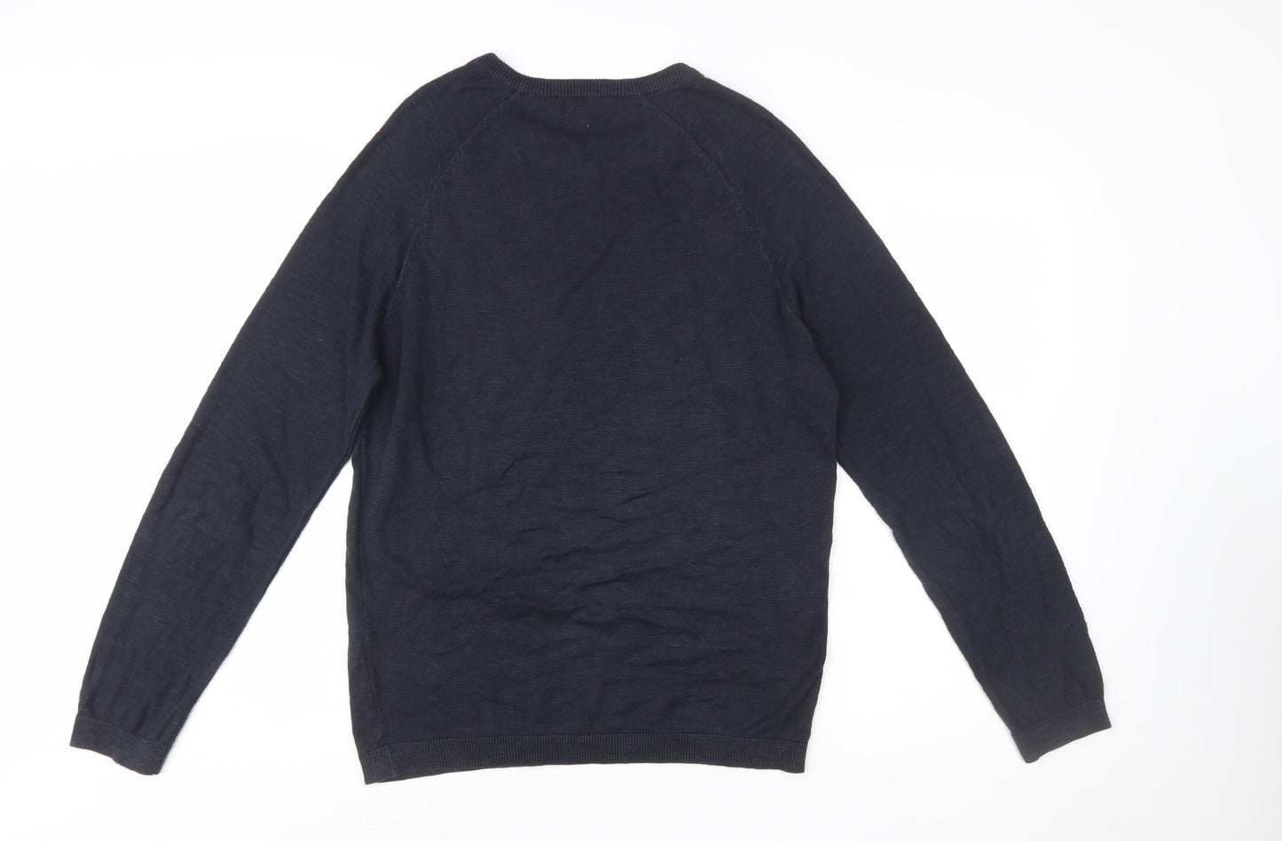 French Connection Men's Blue Cotton Crew Neck Pullover Jumper Size S