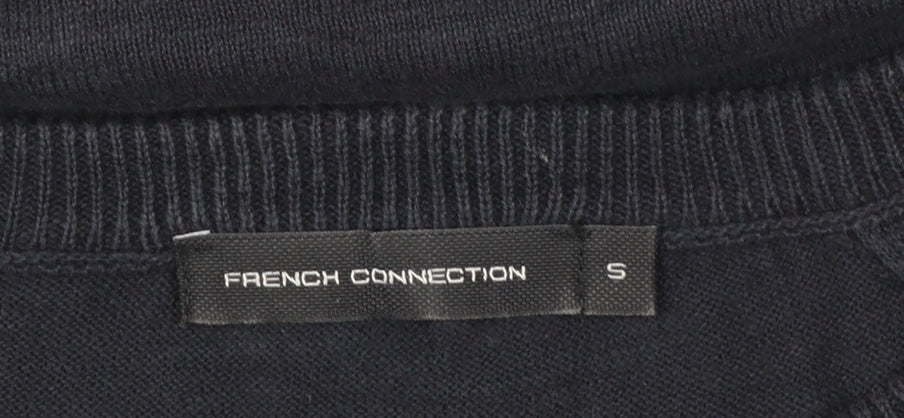 French Connection Men's Blue Cotton Crew Neck Pullover Jumper Size S