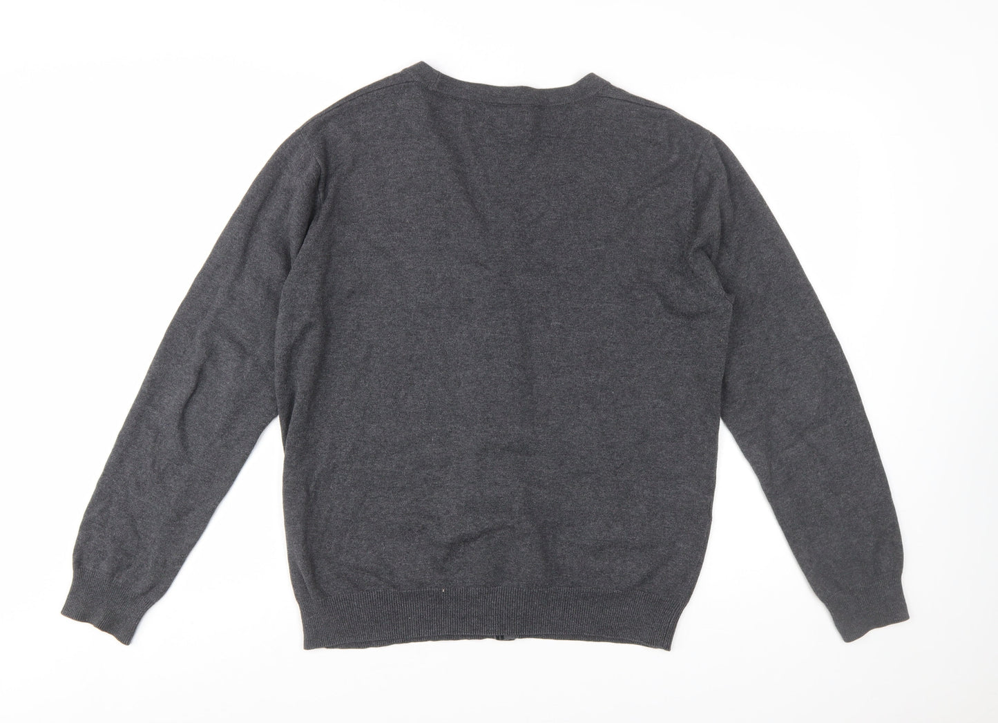 Fred Perry Men's Grey Cotton V-Neck Button Cardigan L