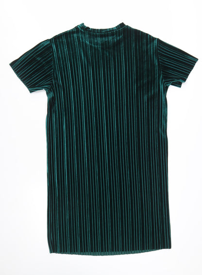 JD Williams Women’s Green Velvet Striped T-Shirt Dress Size 10