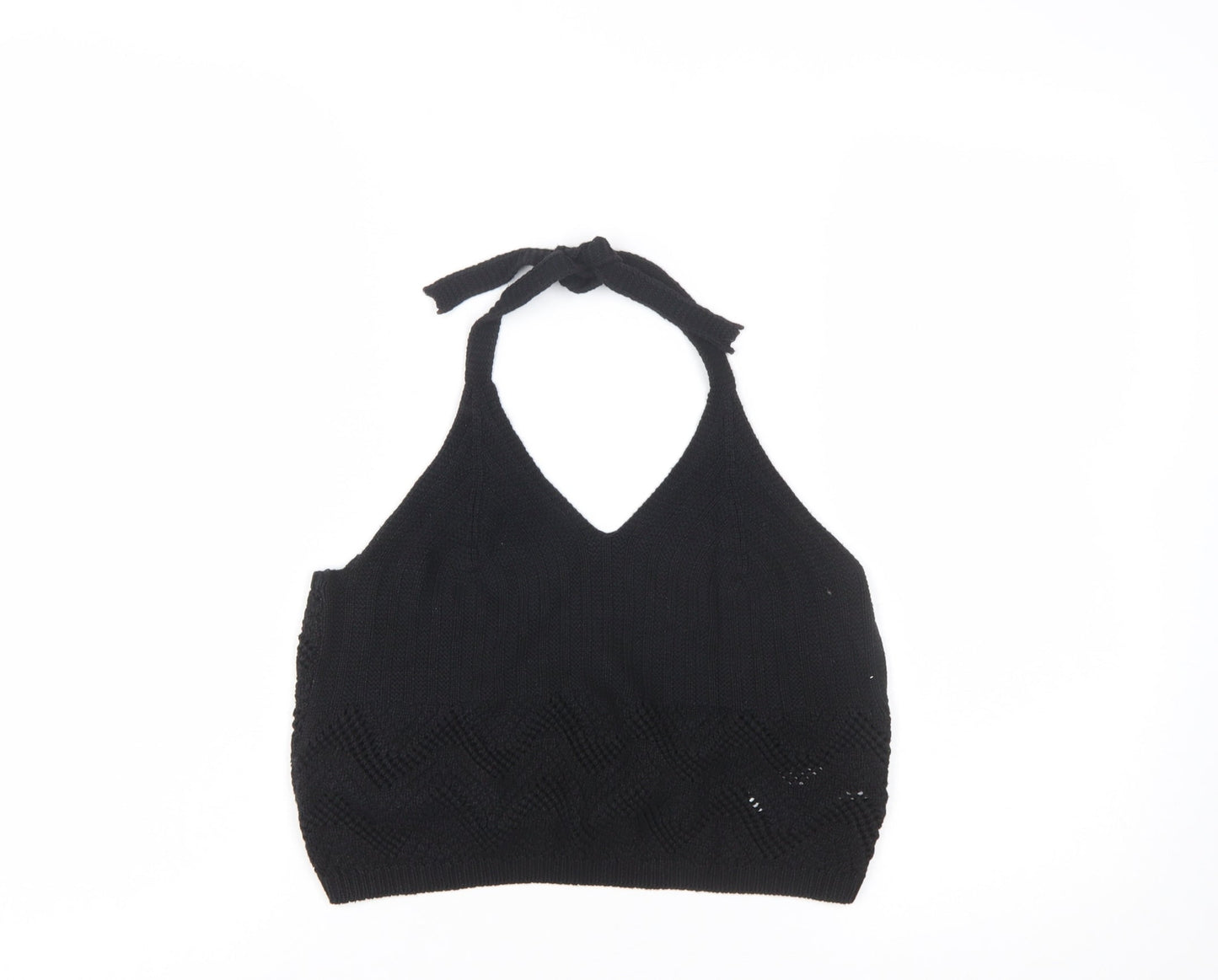 New Look Women's Black Knit Halter Camisole Top Size 14