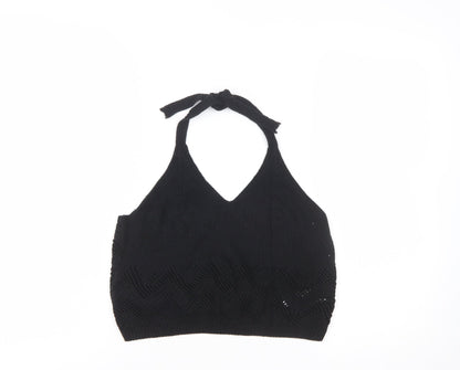 New Look Women's Black Knit Halter Camisole Top Size 14