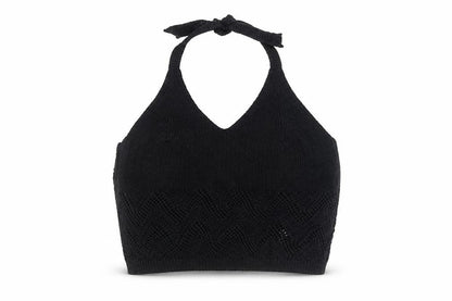 New Look Women's Black Knit Halter Camisole Top Size 14