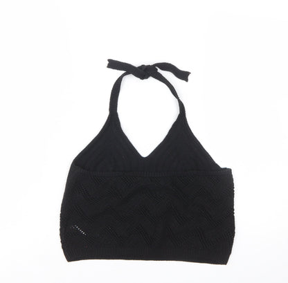 New Look Women's Black Knit Halter Camisole Top Size 14