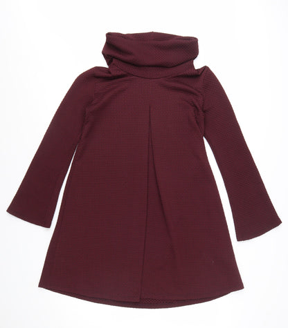 Boohoo Womens Red Cowl Neck A-Line Knit Dress Size 12