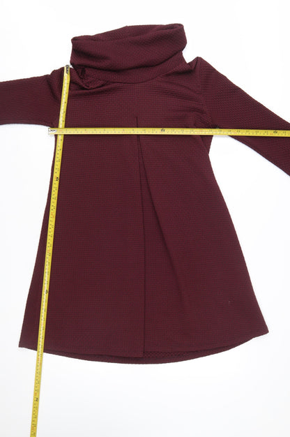 Boohoo Womens Red Cowl Neck A-Line Knit Dress Size 12