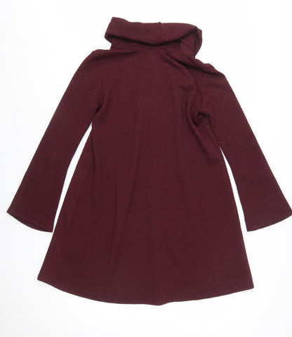 Boohoo Womens Red Cowl Neck A-Line Knit Dress Size 12