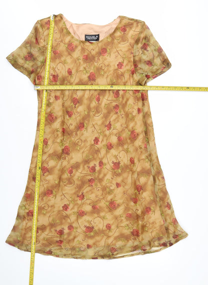 Michael B. Petites Women’s Beige Floral Shift Dress Size 12 Petite