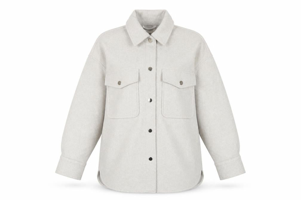 ZARA Women Beige Relaxed Shacket Jacket Size 10 Classic Style