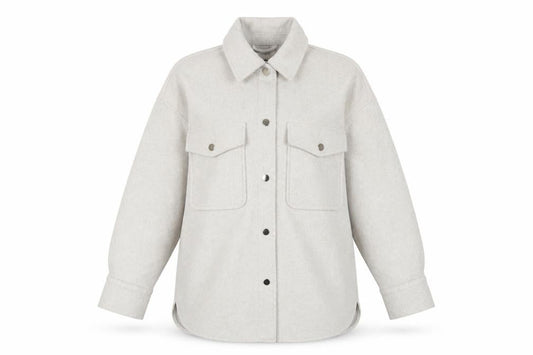 ZARA Women Beige Relaxed Shacket Jacket Size 10 Classic Style