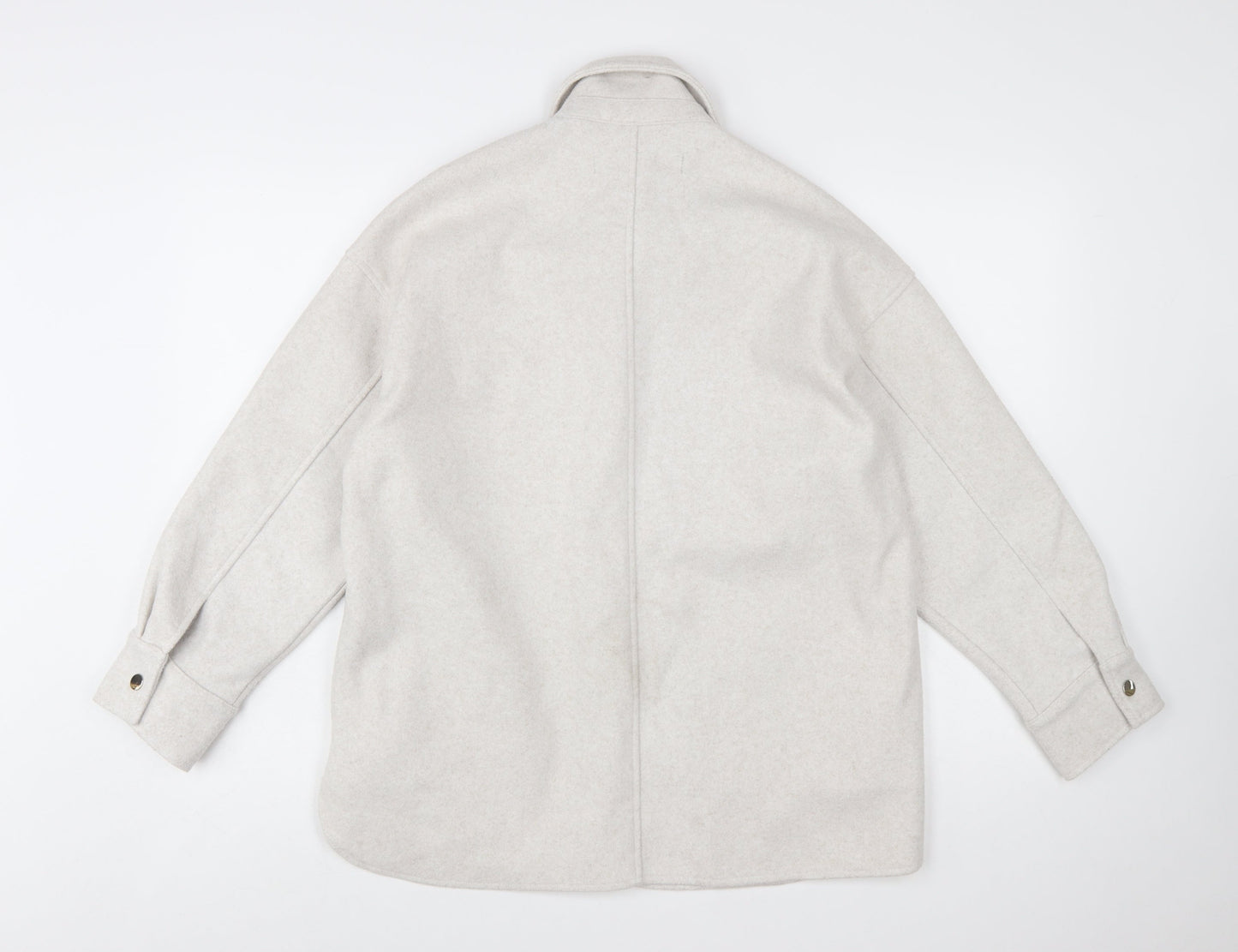 ZARA Women Beige Relaxed Shacket Jacket Size 10 Classic Style