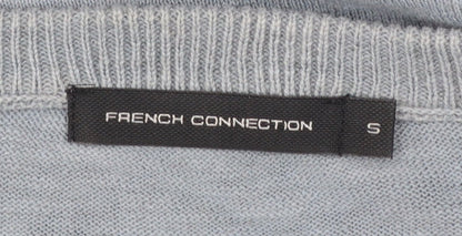 French Connection Men's Blue Cotton Linen Pullover Jumper Size S