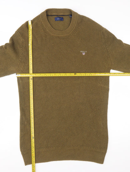GANT Men's Green M Crew Neck Cotton Chunky-Knit Jumper