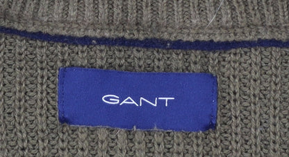 GANT Men's Green M Crew Neck Cotton Chunky-Knit Jumper