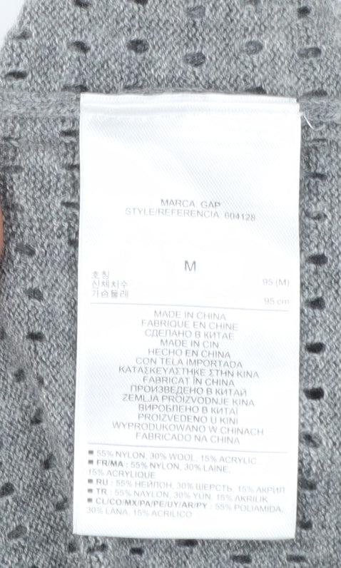 GAP Women Grey Knit Jumper Medium Wool Blend Round Neck 3/4 Sleeve