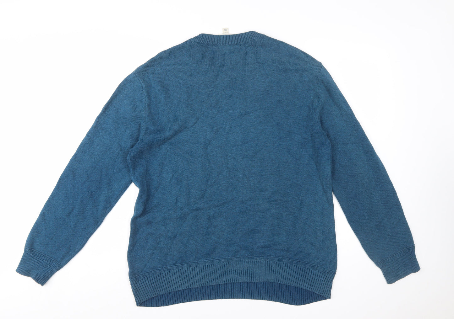 Seasalt Cornwall Men's Blue Organic Cotton V-Neck Jumper Size L