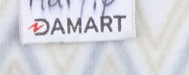 Damart Men Beige Geometric Fleece Zip Jacket Size 44 Regular