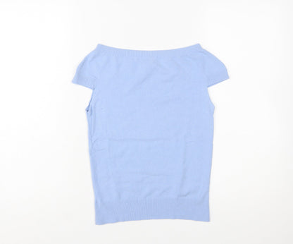 Ted Baker Women's Blue Short Sleeve Boat Neck Pullover Jumper Size 10