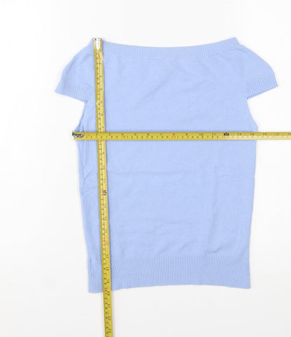 Ted Baker Women's Blue Short Sleeve Boat Neck Pullover Jumper Size 10