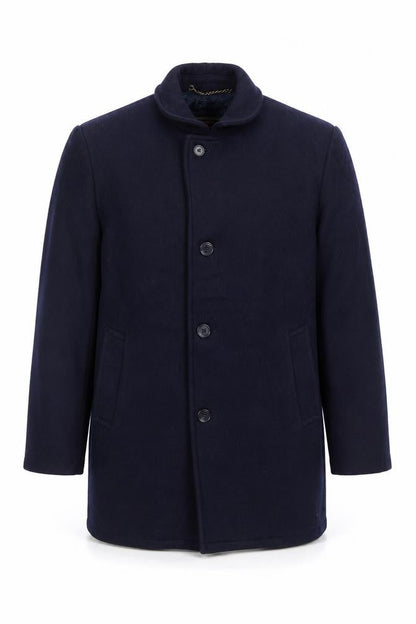 Botany 500 Men's Navy Blue Wool Overcoat Size 46 Regular Classic