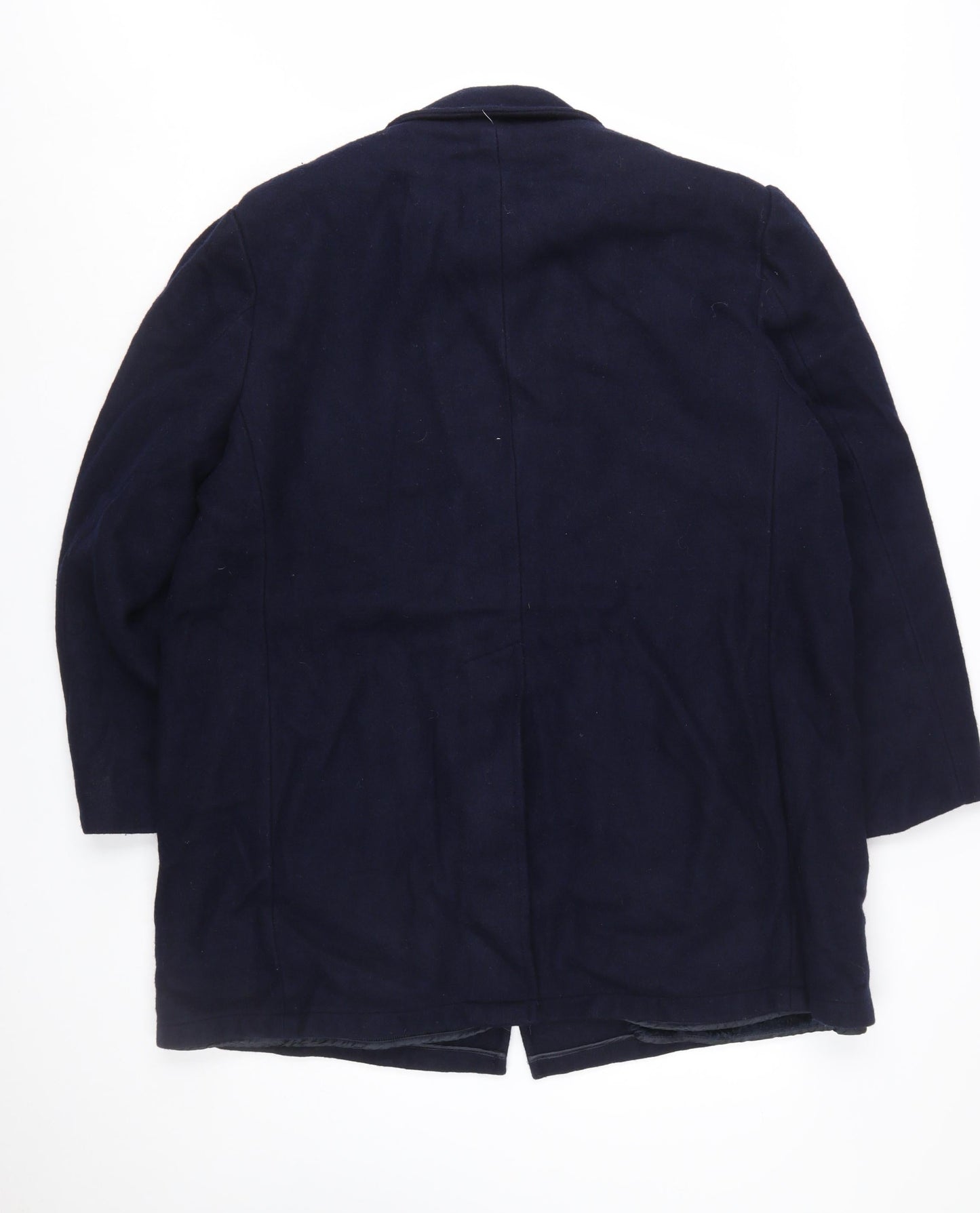 Botany 500 Men's Navy Blue Wool Overcoat Size 46 Regular Classic