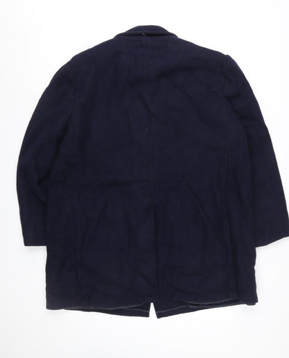 Botany 500 Men's Navy Blue Wool Overcoat Size 46 Regular Classic