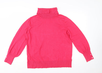 Monsoon Women’s Pink Roll Neck Knit Jumper L Long Sleeve