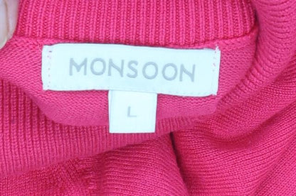 Monsoon Women’s Pink Roll Neck Knit Jumper L Long Sleeve