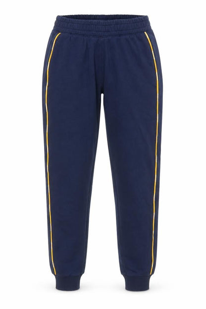 Reebok Womens Navy XS Jogger Sweatpants Cotton Blend with Yellow Trim