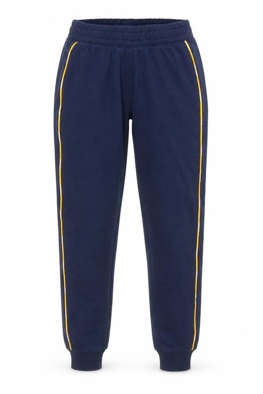 Reebok Womens Navy XS Jogger Sweatpants Cotton Blend with Yellow Trim