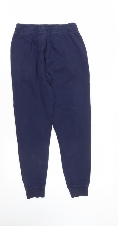 Reebok Womens Navy XS Jogger Sweatpants Cotton Blend with Yellow Trim