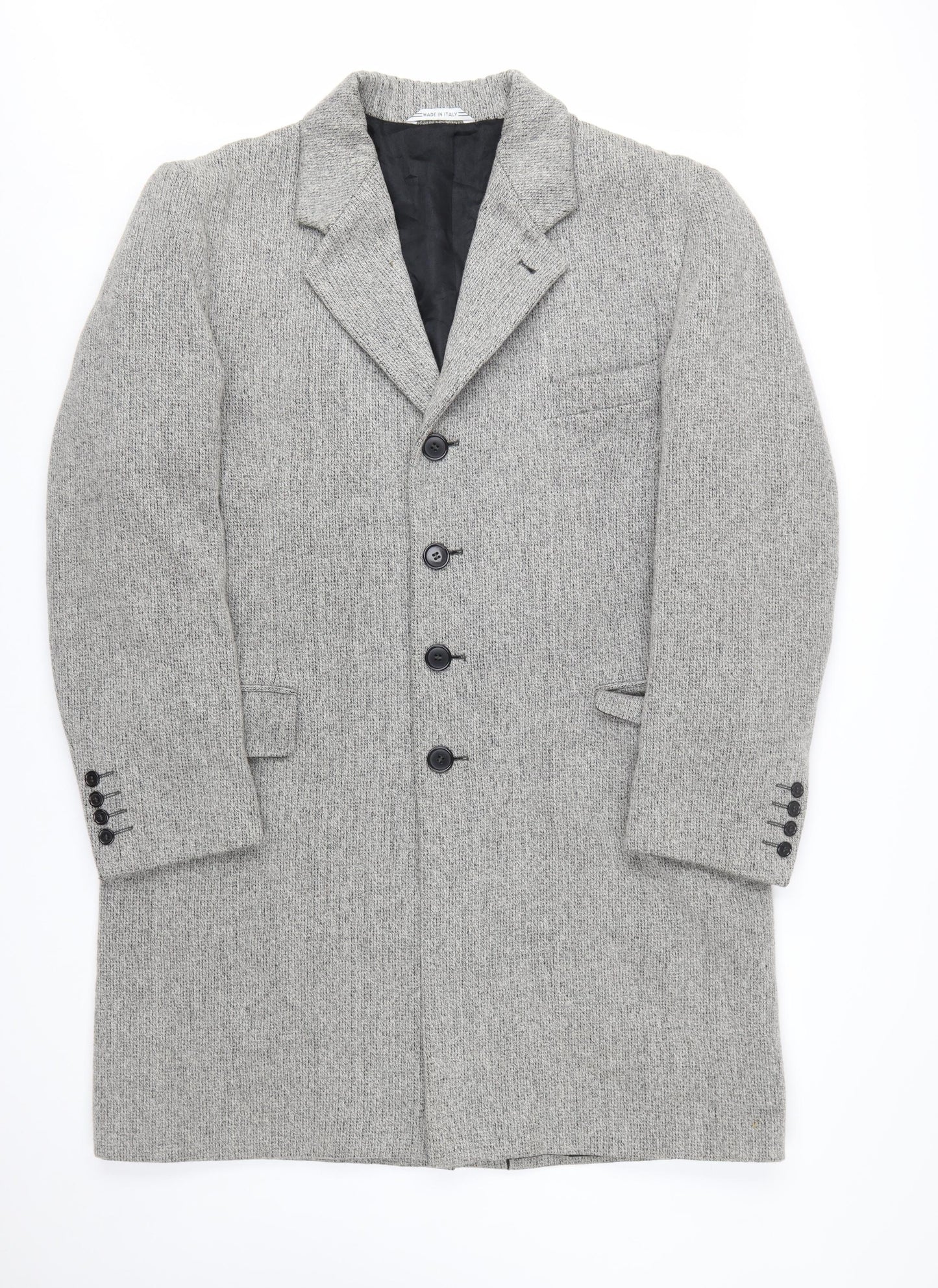 Claudio Vertase Men's Grey Wool Overcoat Size 52 Regular Fit