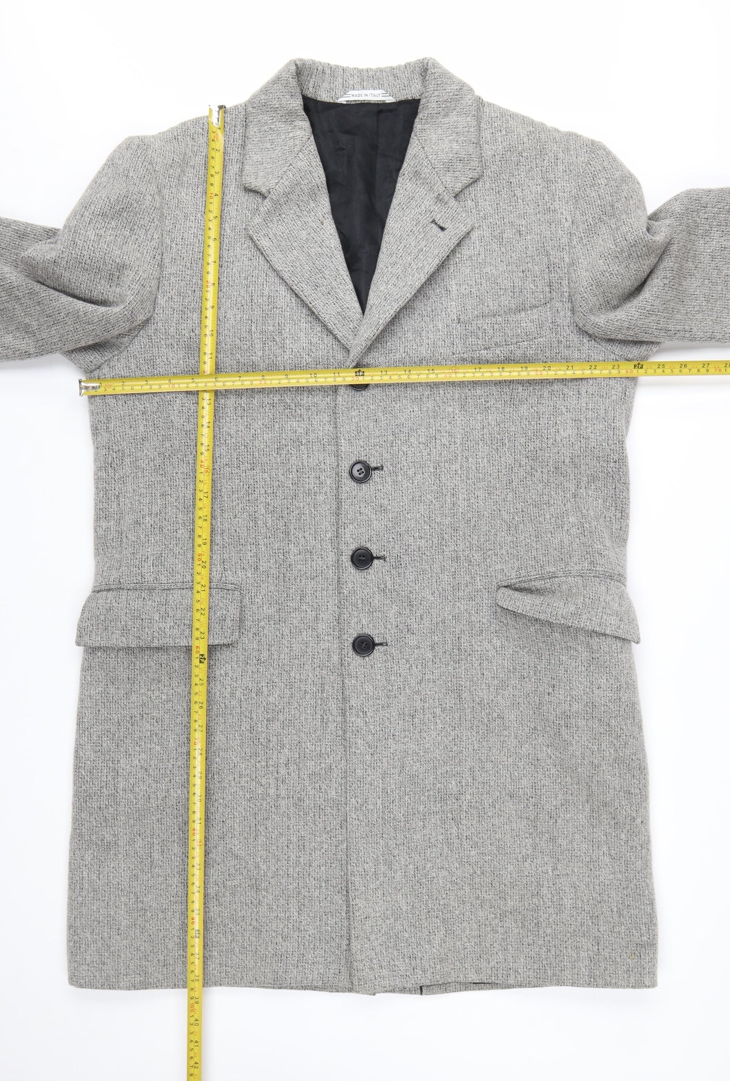 Claudio Vertase Men's Grey Wool Overcoat Size 52 Regular Fit