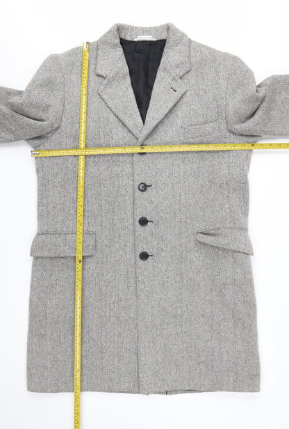 Claudio Vertase Men's Grey Wool Overcoat Size 52 Regular Fit