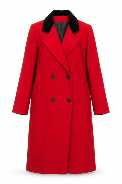International Scene Women's Red Wool Long Overcoat Size 8