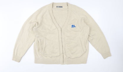 PSO Brand Men's Beige Full Zip Cardigan Jumper Size L