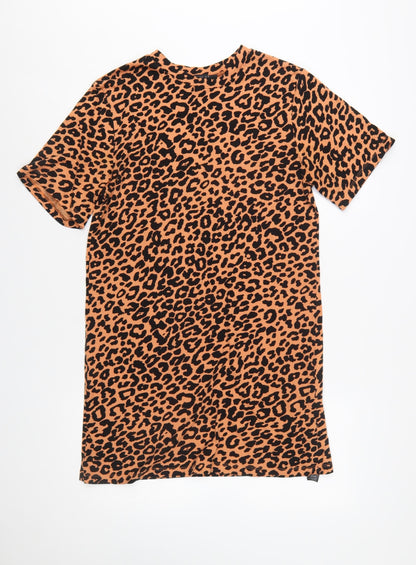 ASOS DESIGN Women's Brown Leopard T-Shirt Dress UK 12